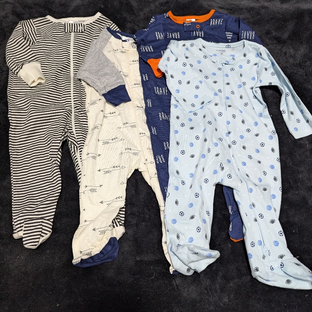 Gerber Carter's Baby Boy 4 Sleep N' Play Pajamas Bundle Lot 3/6 Months All New